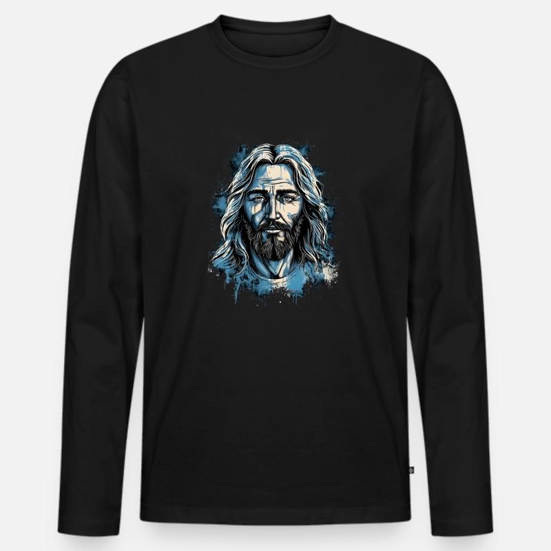 Jesus Christ #02 - Männer Premium Bio Langarmshirt - Schwarz