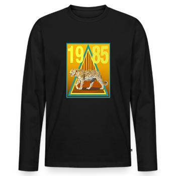 1985 - Männer Premium Bio Langarmshirt - Schwarz - Vorne - Nico (187cm)