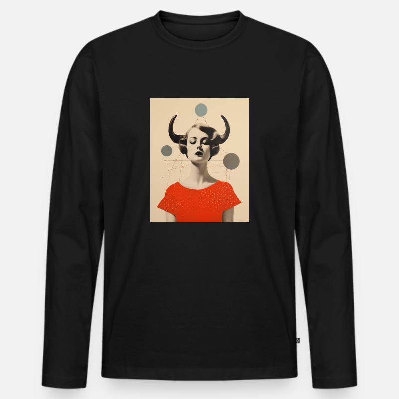 Stier Collage Kunst Astrologie - Männer Premium Bio Langarmshirt - Schwarz