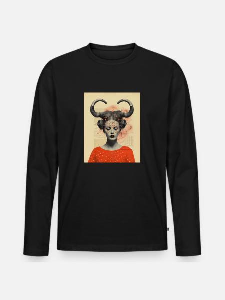 Steinbock Collage Kunst Astrologie - Männer Premium Bio Langarmshirt - Schwarz