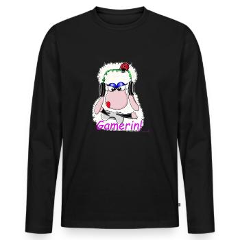Gamerin! Wolly Sheepling.. Gaming - Männer Premium Bio Langarmshirt - Schwarz - Vorne - Nico (187cm)