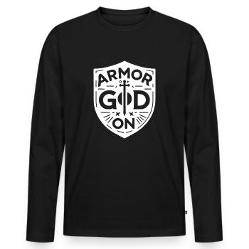 L’armure de Dieu sur - T-shirt manches longues Premium bio Homme - noir - Devant - Nico (187cm)