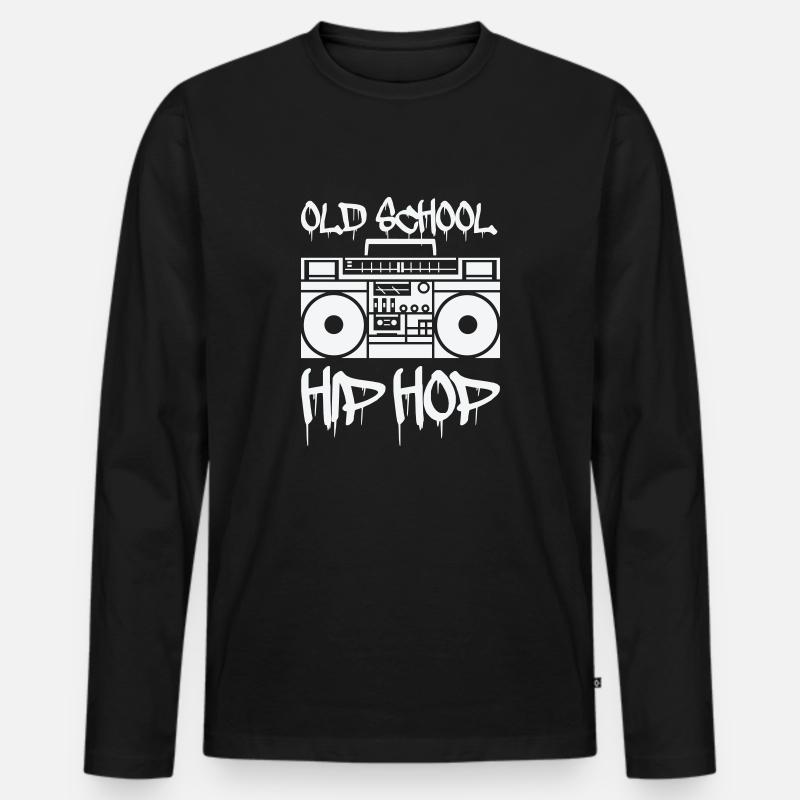 ghettoblaster old school - Männer Premium Bio Langarmshirt - Schwarz