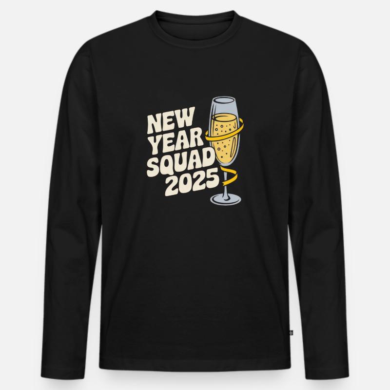 New Year Squad 2025 - Männer Premium Bio Langarmshirt - Schwarz