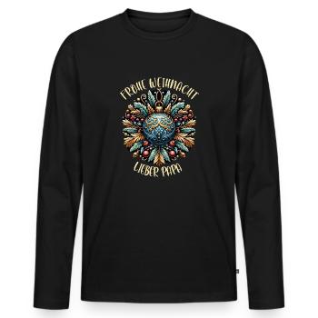 Frohe Weihnacht lieber Papa last Minute Geschenk - Männer Premium Bio Langarmshirt - Schwarz - Vorne - Nico (187cm)