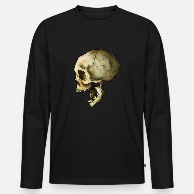 Schädel - Männer Premium Bio Langarmshirt - Schwarz