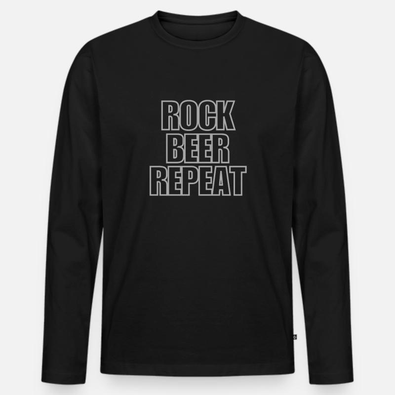 Rock Beer Repeat - coole Sprüche - Männer Premium Bio Langarmshirt - Schwarz