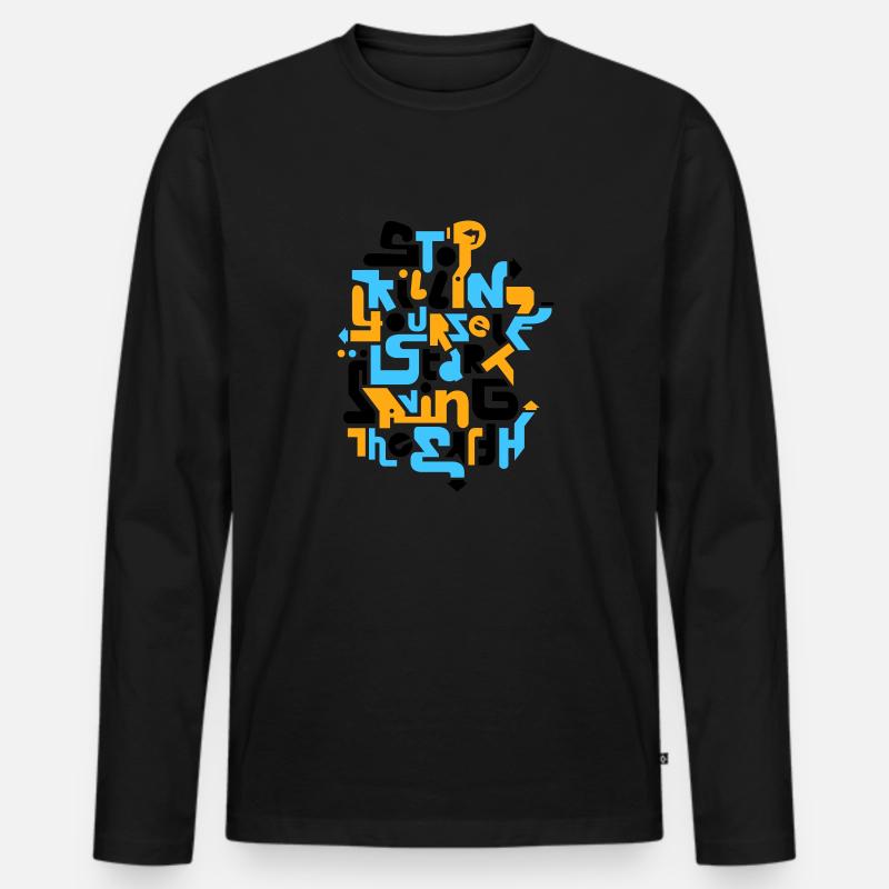 stopkillingyaself_3f - Männer Premium Bio Langarmshirt - Schwarz