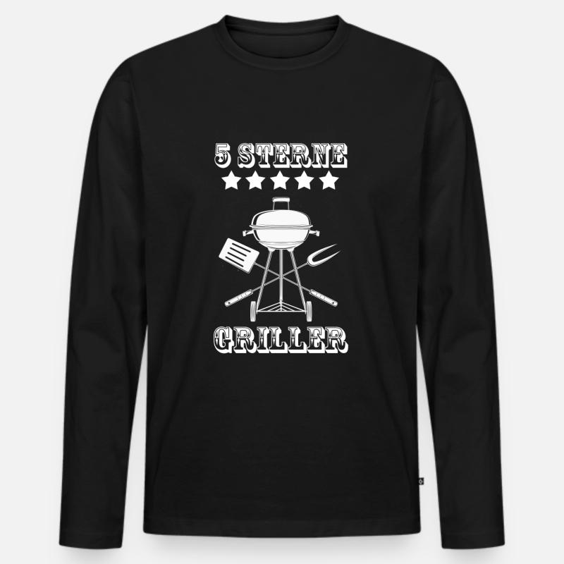 GRILLEN - Männer Premium Bio Langarmshirt - Schwarz