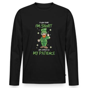 St. Patricks Day Design For Funny Little People - Men's Premium Organic Long Sleeve Shirt - black - Front - Nico (187cm)