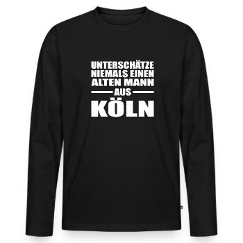 Alter Mann Köln Kölle NRW Geburtstag Ruhrgebiet - Männer Premium Bio Langarmshirt - Schwarz - Vorne - Nico (187cm)