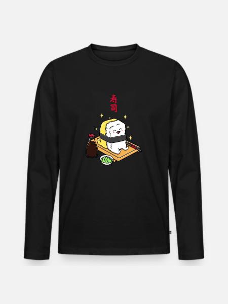 Happy Tamago Sushi - Men's Premium Organic Long Sleeve Shirt - black