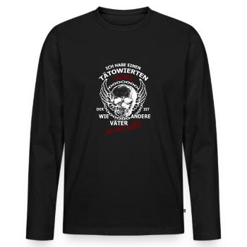 Ich habe einen tätowierten Papa - Männer Premium Bio Langarmshirt - Schwarz - Vorne - Nico (187cm)
