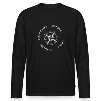 Vintage 4 Cardinal Virtues Compass - Men's Premium Organic Long Sleeve Shirt - black - Front - Nico (187cm)