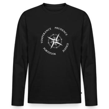 4 Virtues Temperance Prudence Justice Fortitude - Men's Premium Organic Long Sleeve Shirt - black - Front - Nico (187cm)
