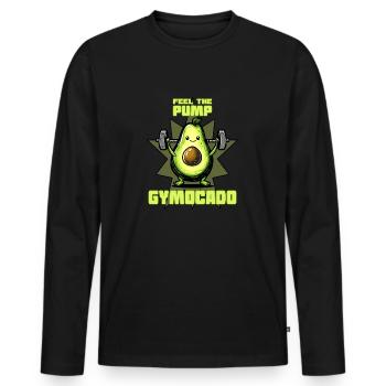 Gymocado - l’avocat actif - T-shirt manches longues Premium bio Homme - noir - Devant - Nico (187cm)
