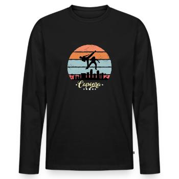 Capoeira Vintage Rétro Sunset Sports - T-shirt manches longues Premium bio Homme - noir - Devant - Nico (187cm)