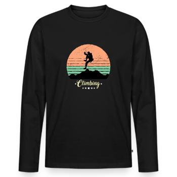 Escalade de bloc Vintage Retro Sunset - T-shirt manches longues Premium bio Homme - noir - Devant - Nico (187cm)