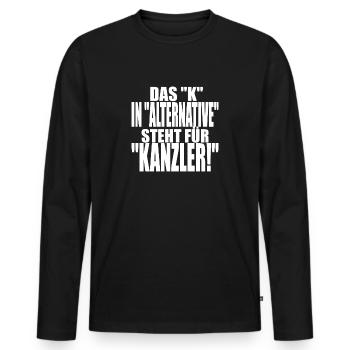 AfD stoppen gegen rechts Demokratie Vielfalt links - Männer Premium Bio Langarmshirt - Schwarz - Vorne - Nico (187cm)