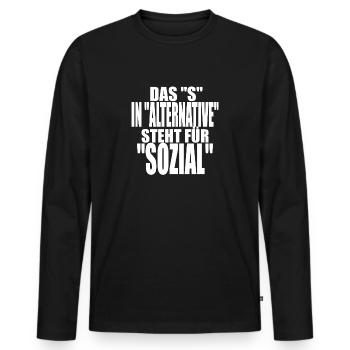 AfD stoppen gegen rechts Demokratie Vielfalt links - Männer Premium Bio Langarmshirt - Schwarz - Vorne - Nico (187cm)