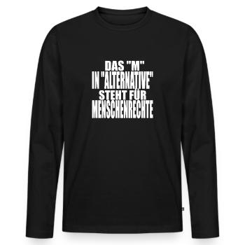 AfD stoppen gegen rechts Demokratie Vielfalt links - Männer Premium Bio Langarmshirt - Schwarz - Vorne - Nico (187cm)