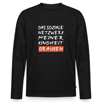 Draußen Das soziale Netzwerk meiner Kindheit - Männer Premium Bio Langarmshirt - Schwarz - Vorne - Nico (187cm)