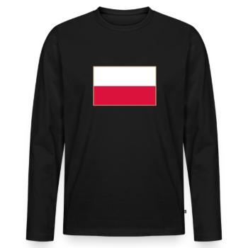 Pologne, drapeau polonais - T-shirt manches longues Premium bio Homme - noir - Devant - Nico (187cm)