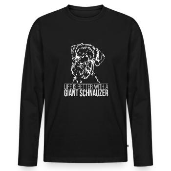 GIANT SCHNAUZER Life is better Wilsigns Cadeaux - T-shirt manches longues Premium bio Homme - noir - Devant - Nico (187cm)