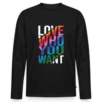 Love Who You Want Gay Pride LGBTQ Regenbogen CSD - Männer Premium Bio Langarmshirt - Schwarz - Vorne - Nico (187cm)