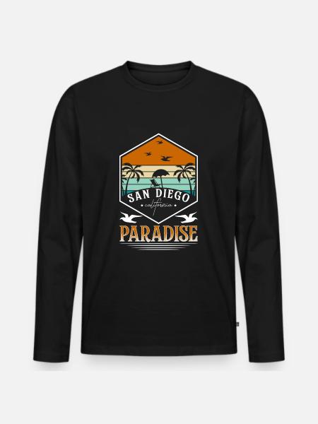 Beach Sea Palm Breeze - Men's Premium Organic Long Sleeve Shirt - black