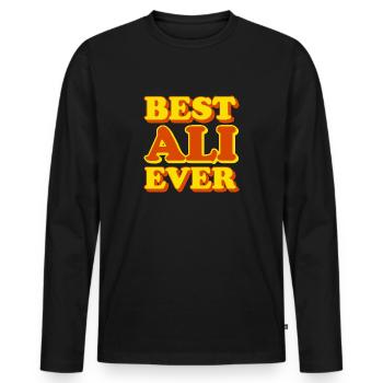 Ali First Name Funny Gift - Men's Premium Organic Long Sleeve Shirt - black - Front - Nico (187cm)