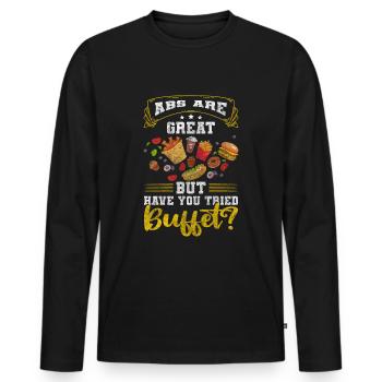 Nourriture Repas - T-shirt manches longues Premium bio Homme - noir - Devant - Nico (187cm)