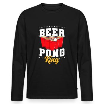 Beerpong Party Trinkspiel Besaufen - Männer Premium Bio Langarmshirt - Schwarz - Vorne - Nico (187cm)