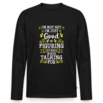 Shy, misanthrope, antisocial - Men's Premium Organic Long Sleeve Shirt - black - Front - Nico (187cm)