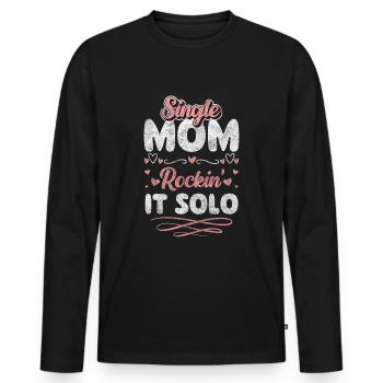 Nachwuchs Solo Vatertag - Männer Premium Bio Langarmshirt - Schwarz - Vorne - Nico (187cm)