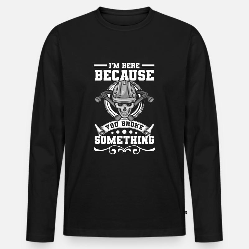 Handwerker Beruf Hammer Haus - Männer Premium Bio Langarmshirt - Schwarz