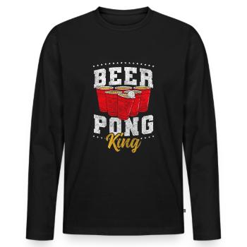 Pong Ball Party Game Liqueur - T-shirt manches longues Premium bio Homme - noir - Devant - Nico (187cm)