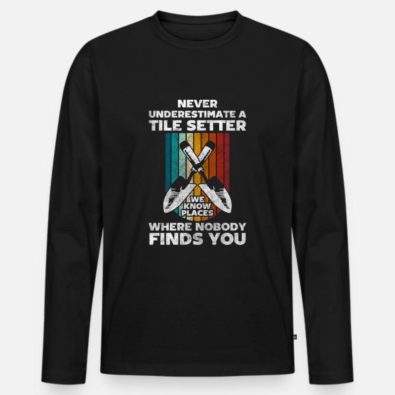 Handwerker Fliesen Arbeiter Baustellenleiter - Männer Premium Bio Langarmshirt - Schwarz