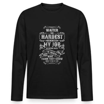 Waiter Tipping Service Gastronomy Chef - Men's Premium Organic Long Sleeve Shirt - black - Front - Nico (187cm)