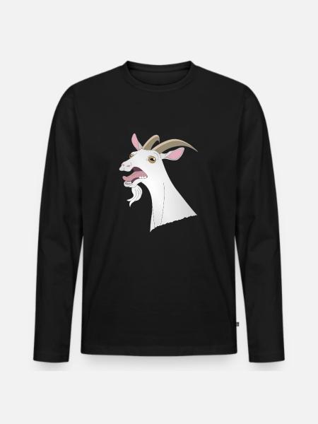 Crazy Funny Goat Cry Animal Horns Tänder - Ekologisk långärmad premium-T-shirt herr - svart