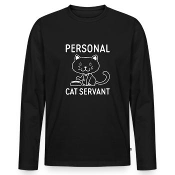 Personal Cat Servant - Men's Premium Organic Long Sleeve Shirt - black - Front - Nico (187cm)