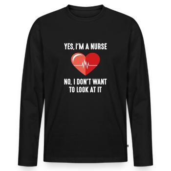 Ja, ich bin Krankenschwester - Männer Premium Bio Langarmshirt - Schwarz - Vorne - Nico (187cm)