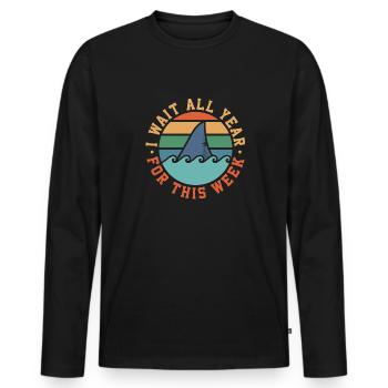 Ich warte das ganze Jahr auf diese Woche - Männer Premium Bio Langarmshirt - Schwarz - Vorne - Nico (187cm)