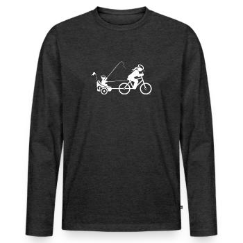 MAMA DRAWS BIKE TRAILER WITH CHILD BY SUBGIRL - Men's Premium Organic Long Sleeve Shirt - heather anthracite - Front - Nico (187cm)