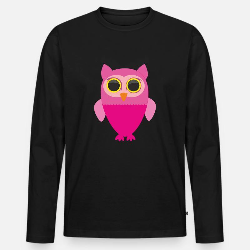 Rosa Eule - Männer Premium Bio Langarmshirt - Schwarz