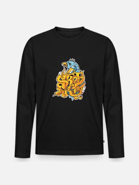 Graffiti street art with eagle and crown - Men's Premium Organic Long Sleeve Shirt - black