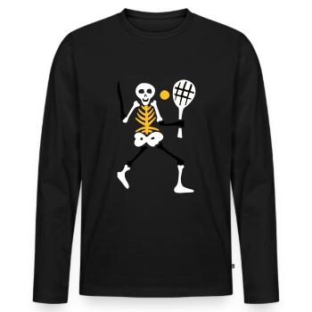 Skeleton Skull Bone Sport Tennis Player - Men's Premium Organic Long Sleeve Shirt - black - Front - Nico (187cm)