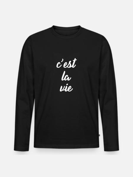 C'est La Vie white - Men's Premium Organic Long Sleeve Shirt - black