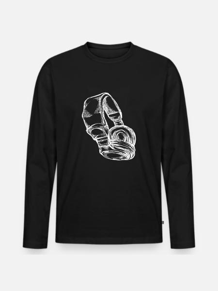 Headphone - Men's Premium Organic Long Sleeve Shirt - black