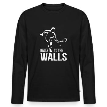 Sport de squash - T-shirt manches longues Premium bio Homme - noir - Devant - Nico (187cm)